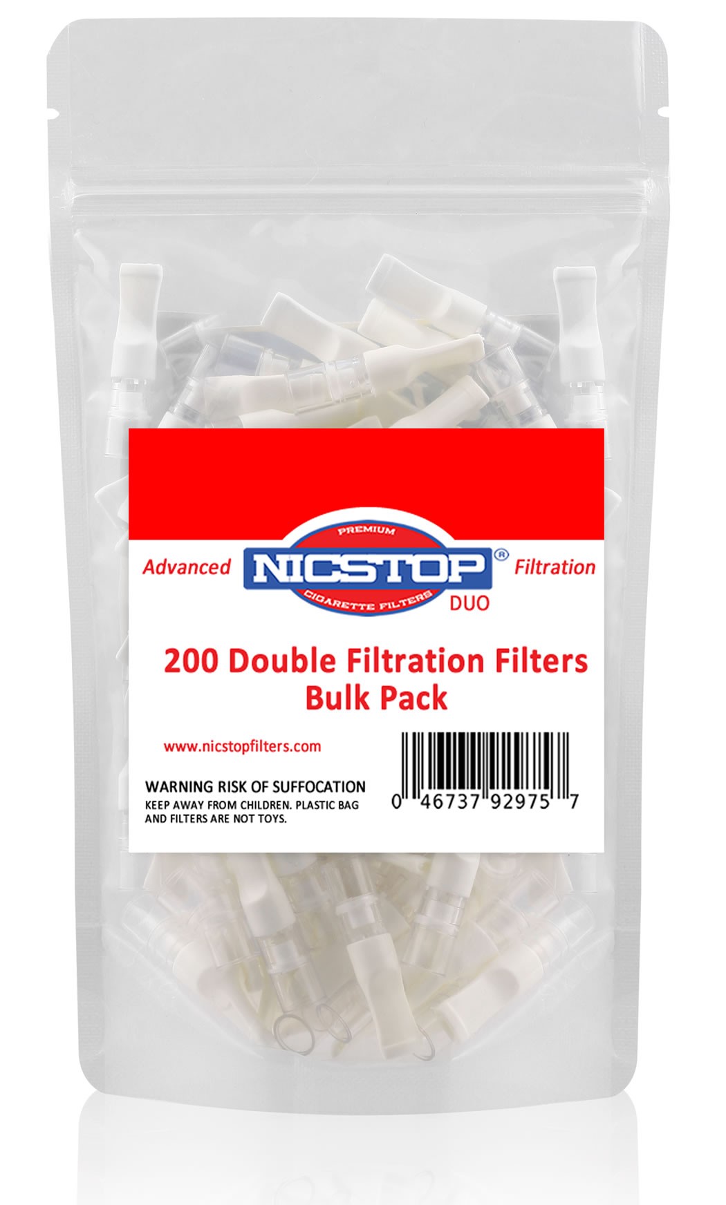 NICSTOP® Duo, Double Filtration Cigarette Filters 200 Filters